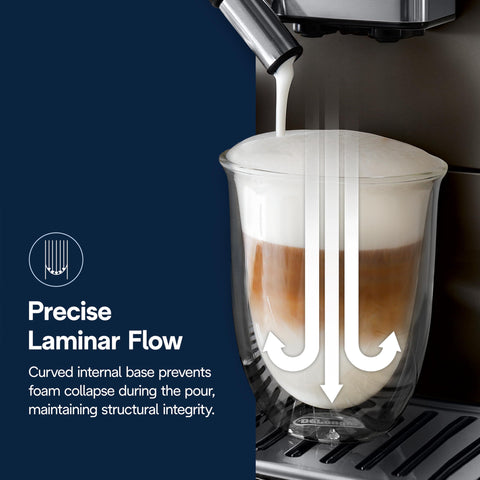De'Longhi glasses next to dishwasher indicating safe, convenient cleaning benefit
