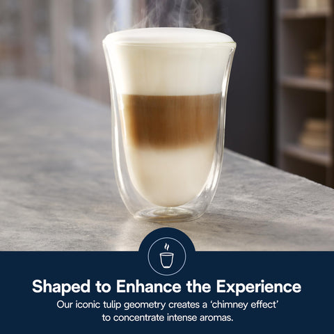 De'Longhi side profile highlighting double-wall construction for thermal retention benefit