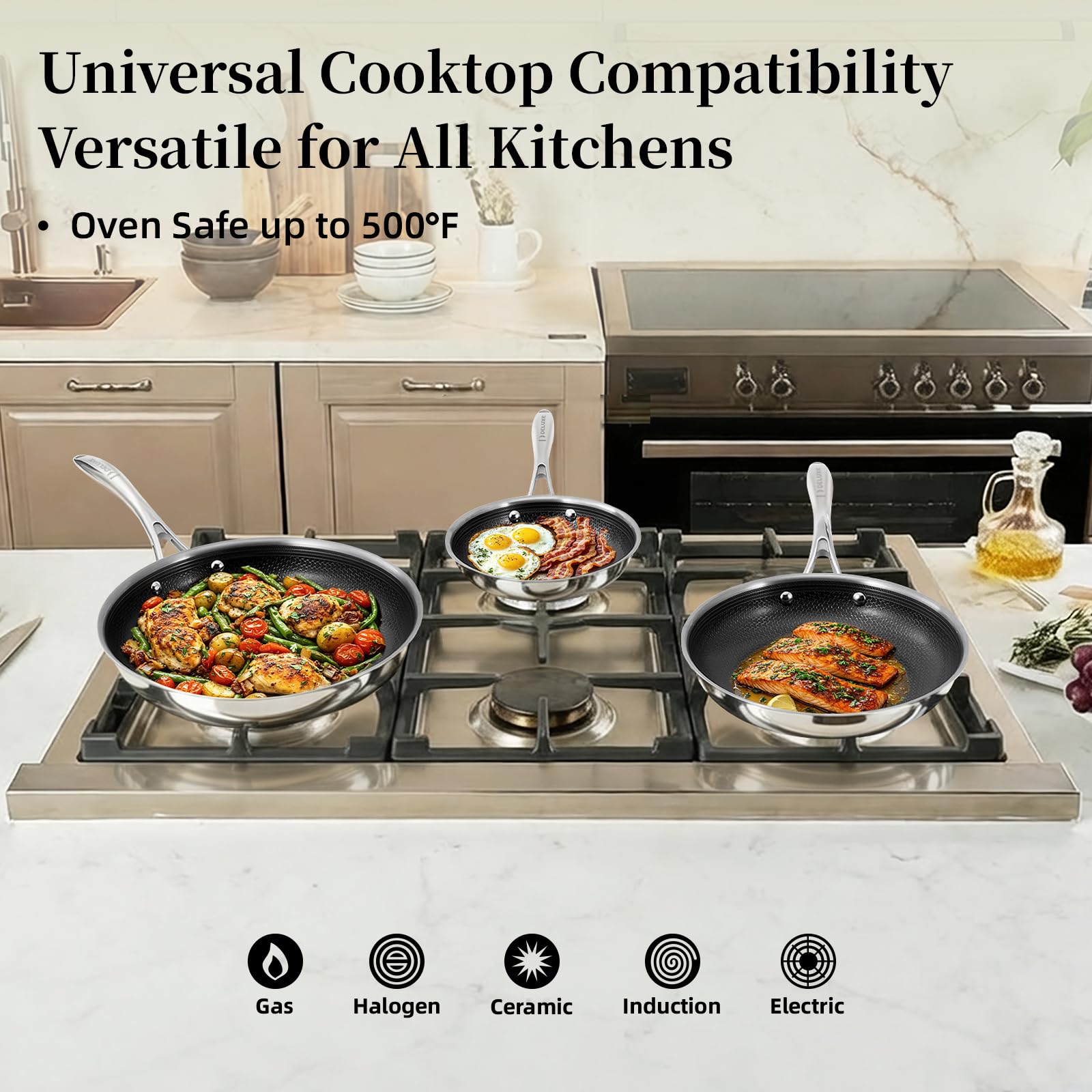 DELUXE plated meal in kitchen lifestyle scene showing everyday cooking versatility