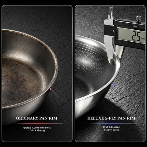 DELUXE with metal spatula in use showing utensil-safe cooking confidence