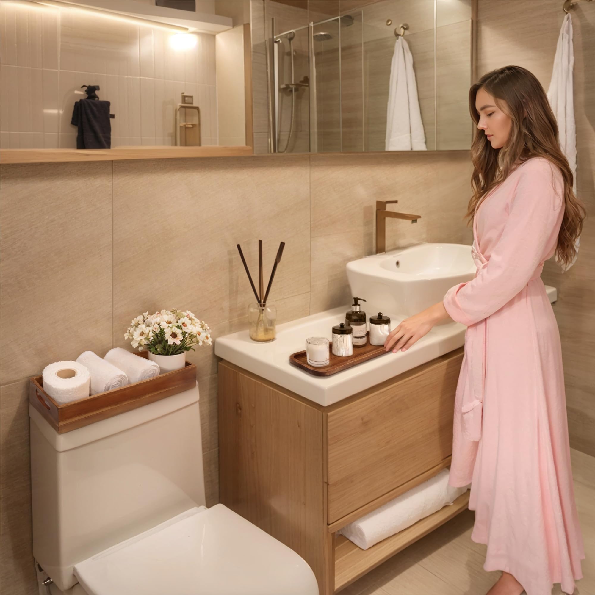 Demigo basket holding spare toilet paper offering neat storage benefit
