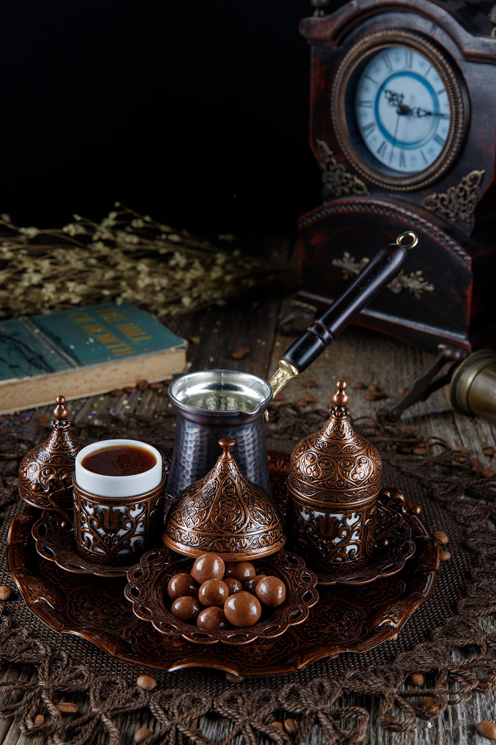 DEMMEX tray arranged with cups saucers and pot for polished table presentation