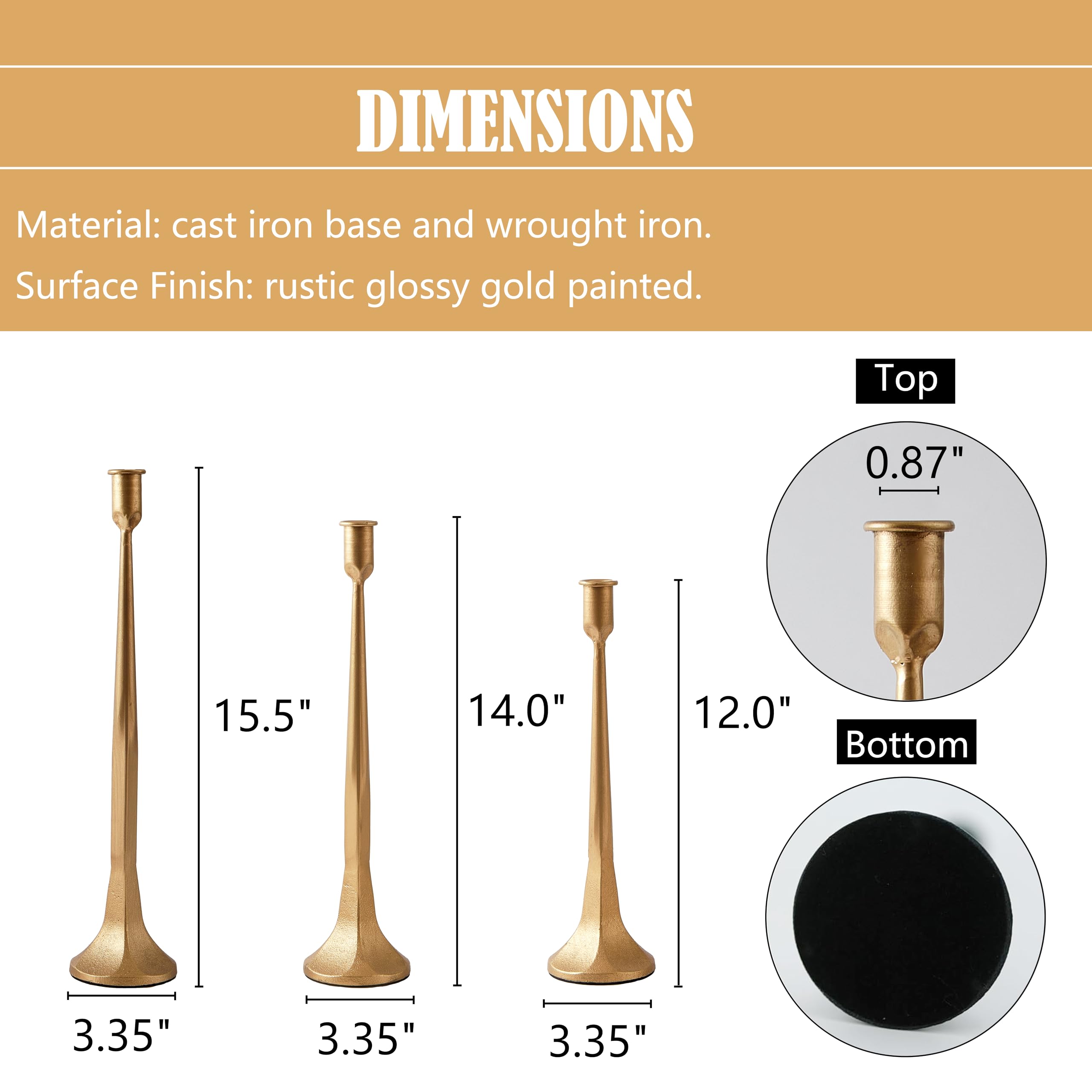 Close-up of Denique gold finish and iron texture emphasizing antique look and durable coating