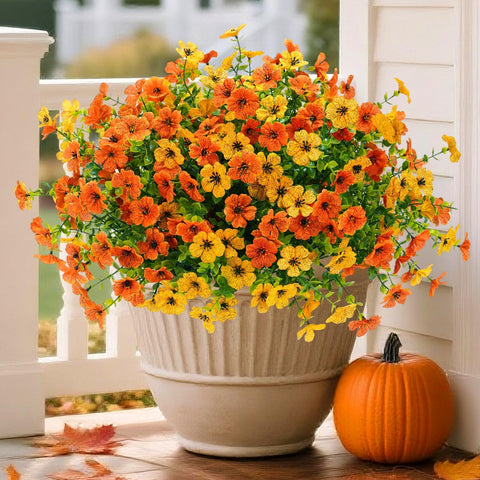 Denroo indoor table centerpiece with faux mums, brings seasonal color to dining decor