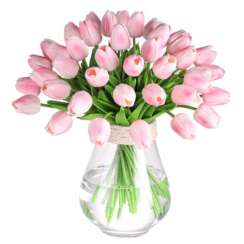 Deorok front packaging showing 30 pink tulip stems and lifespan benefit