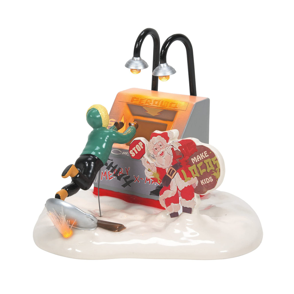Department 56 Clark's End Run figurine front view shows action and adds festive charm