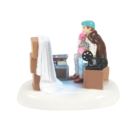 Department 56 front view of attic Christmas memories figurine showing movie detail benefits display