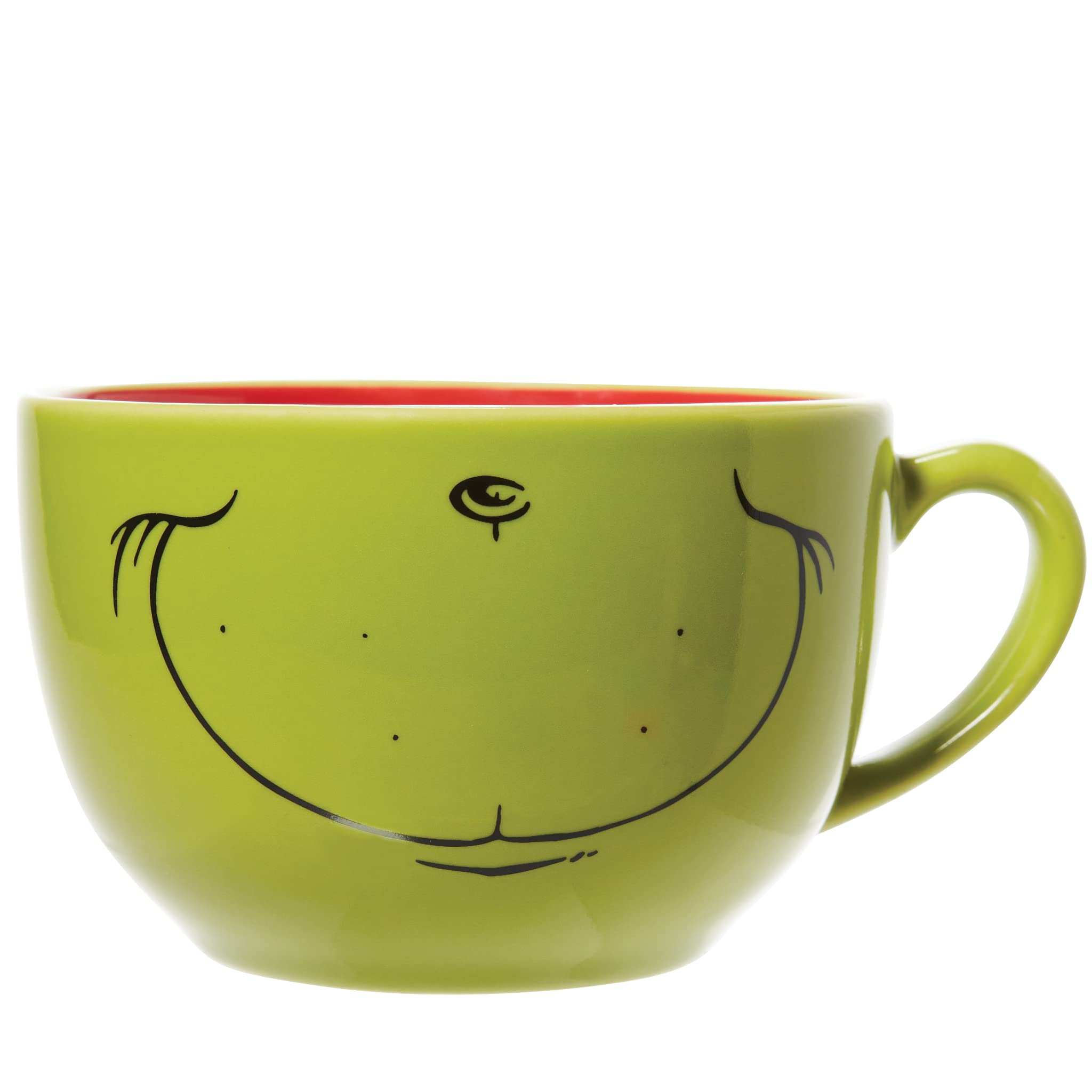 Department 56 Grinch front mug view showing smile and frown for playful photos