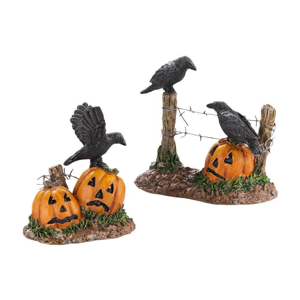 Department 56 ravens front view showing hand-painted detail and spooky accent