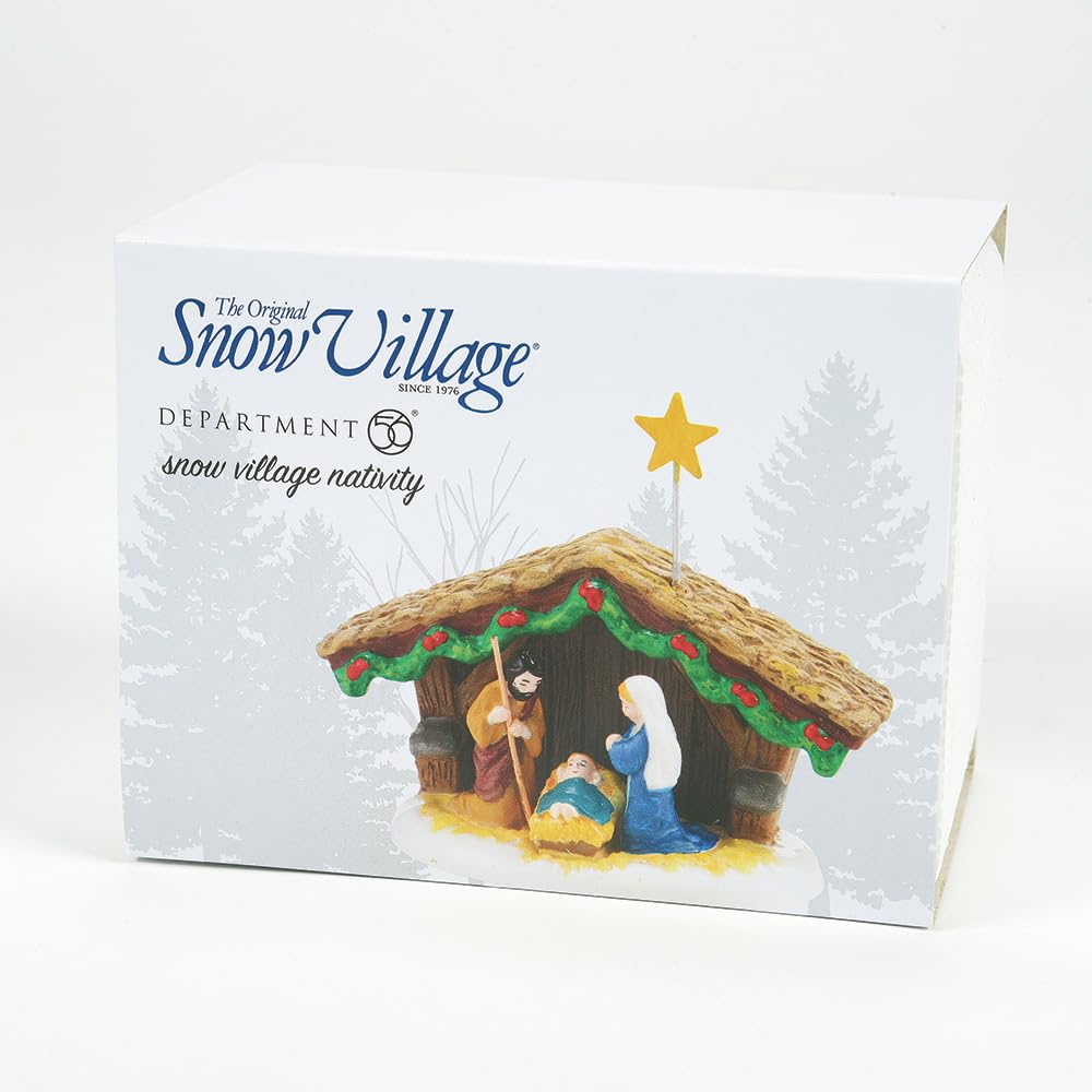 Department 56 Holy Family beside coin for scale illustrating compact display suitability