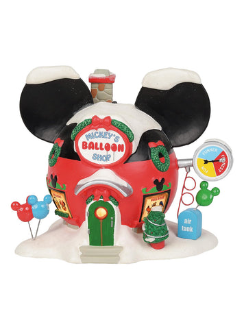 Department 56 front view showing colorful building and charming Mickey design for display