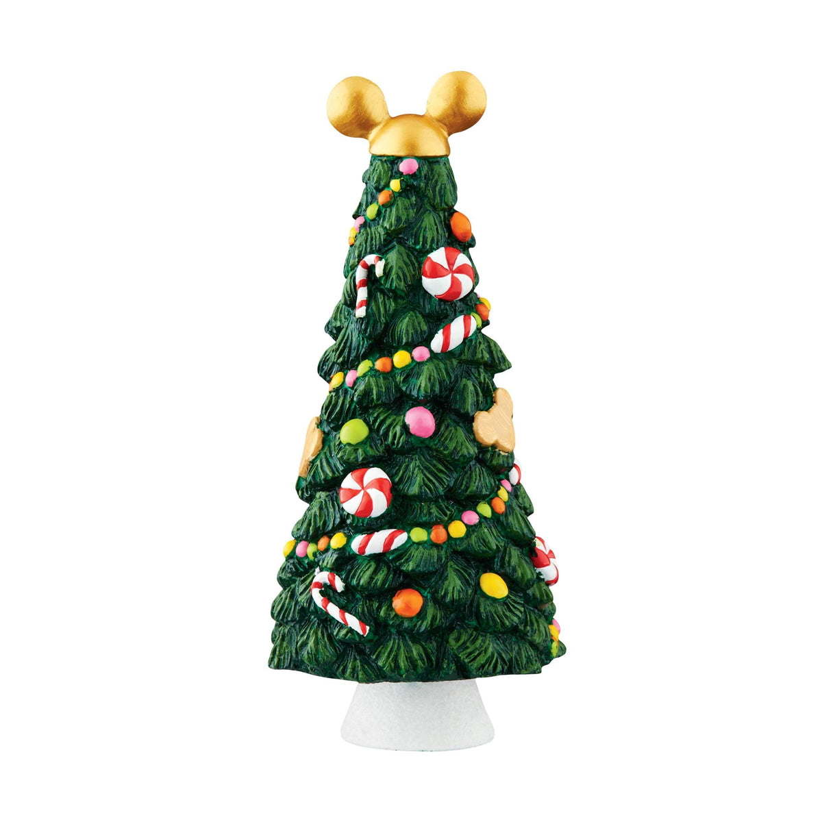 Department 56 front view of Mickey's Candy Tree showing colorful candy details and whimsical charm