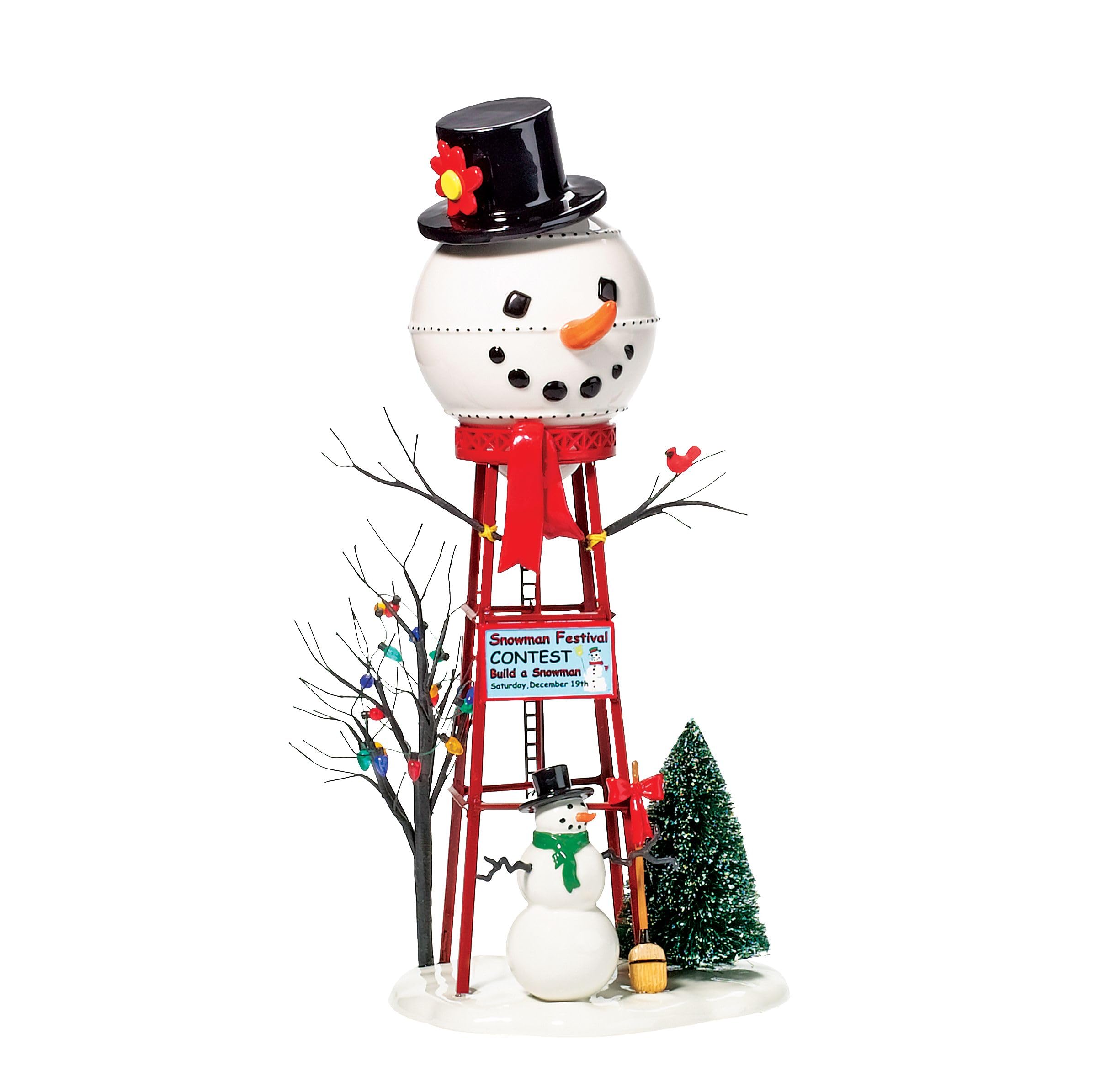Department 56 watertower front view showing festive focal point and display impact