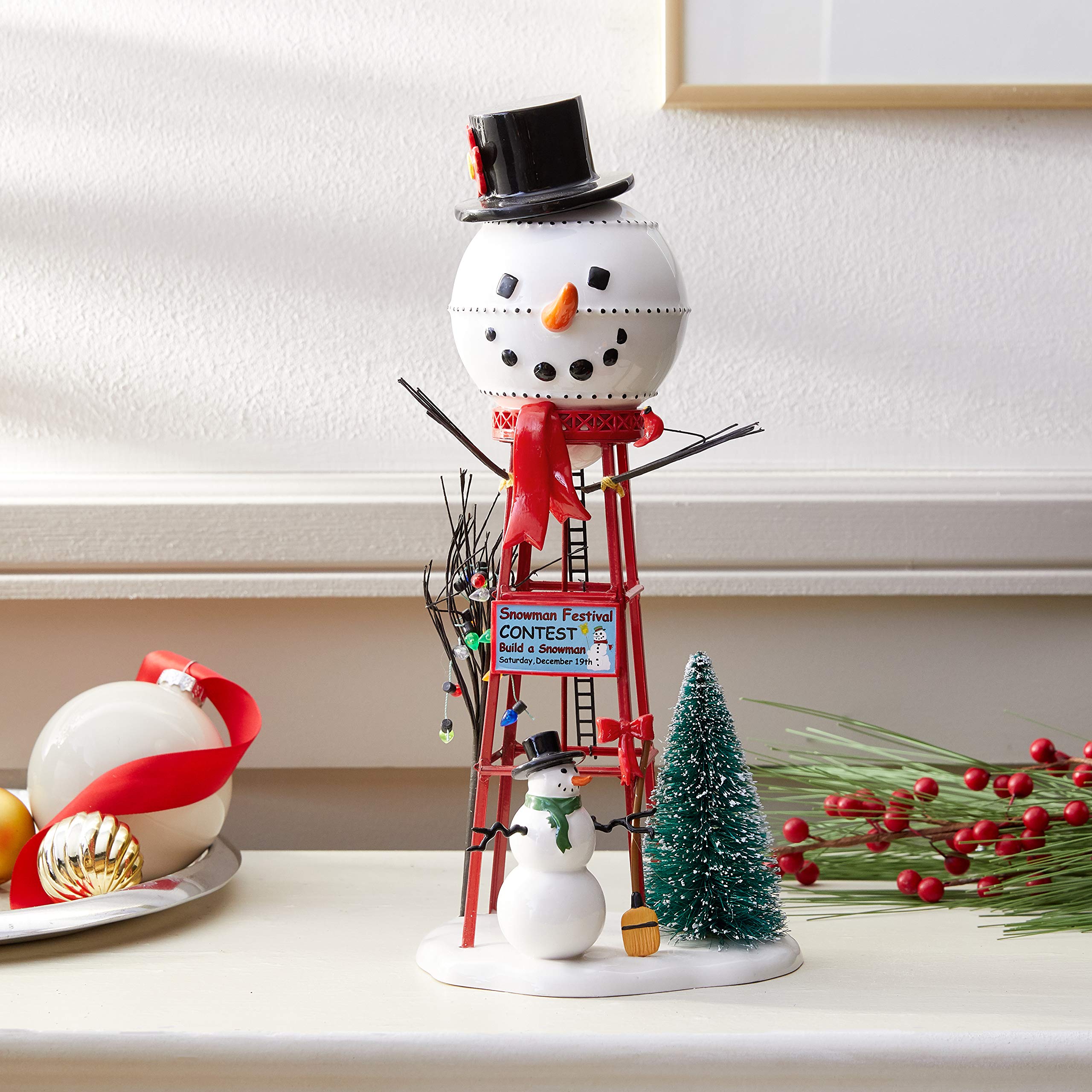 Department 56 tree detail close-up highlighting painted lights and seasonal charm