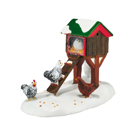 Department 56 chicken house front view showing hand-painted detail and collectible charm