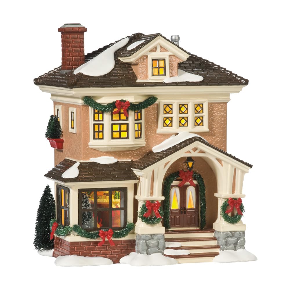 Department 56 front view showing lit house and inviting holiday appeal