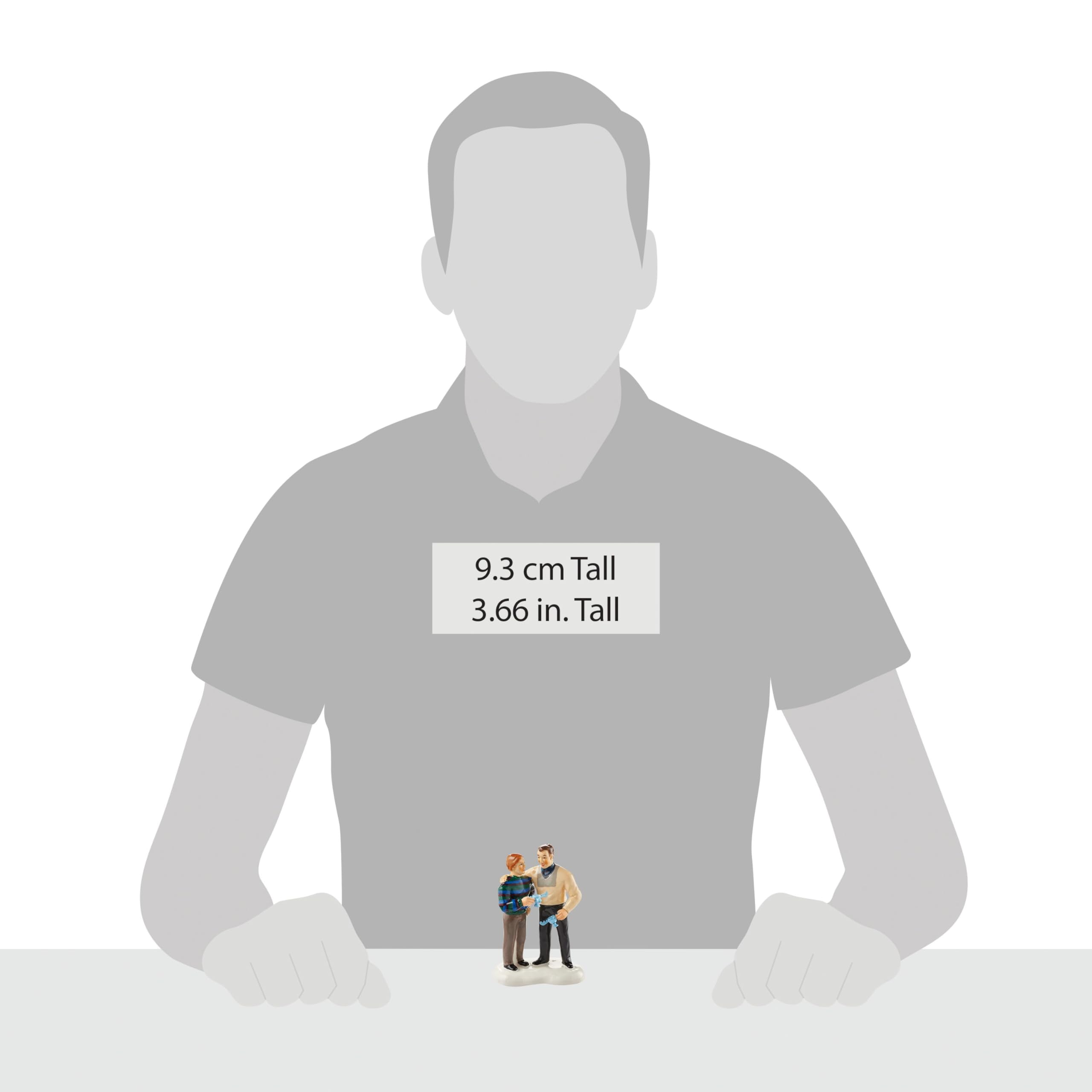 Department 56 figurine next to ruler for scale benefit: small footprint clarity