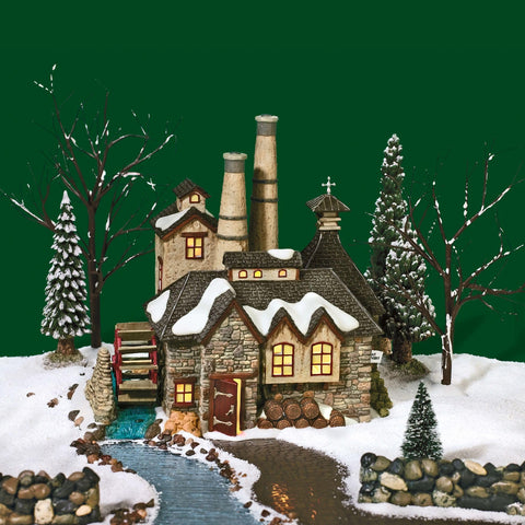 Department 56 close-up of rotating water wheel showing animated motion benefit