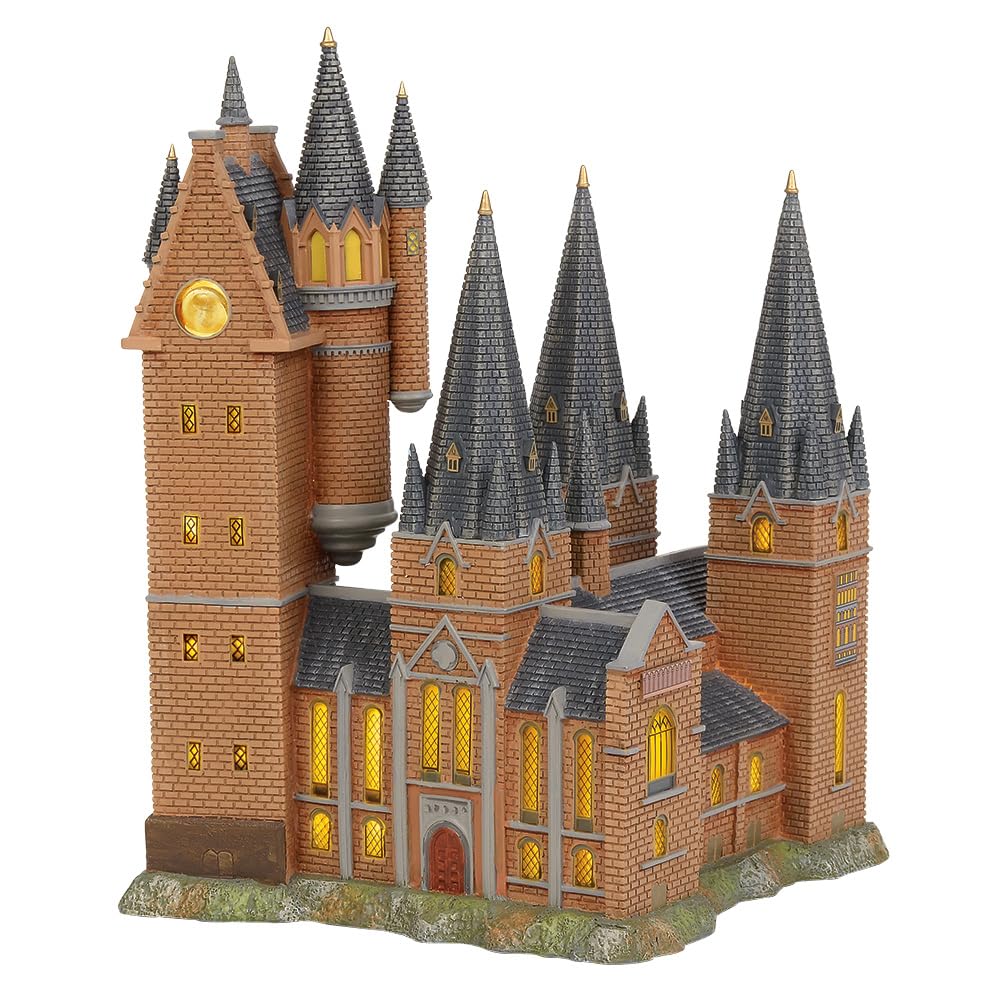 Department 56 front view of Astronomy Tower showcasing castle silhouette and collectible appeal