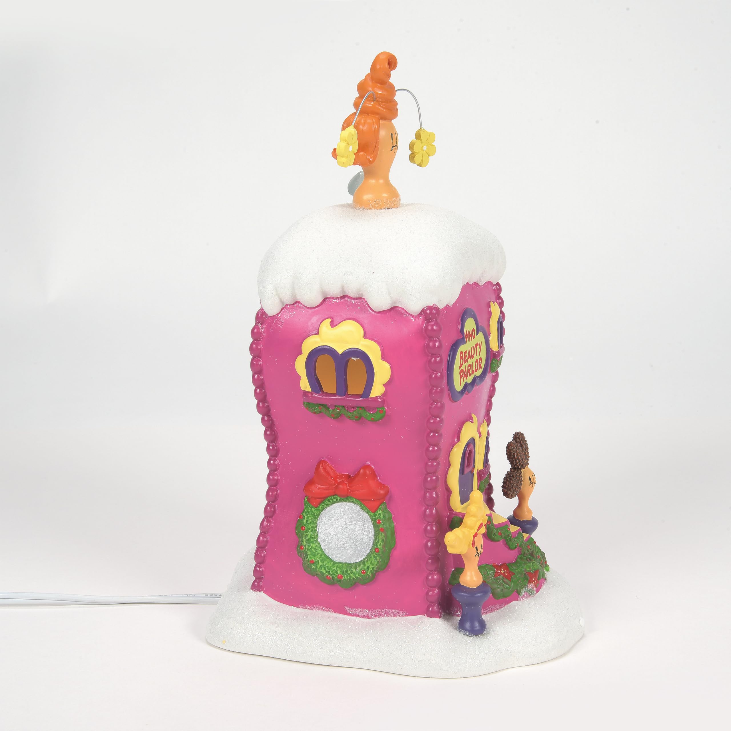 Department 56 label and cord detail demonstrating hand-painted finish and included lighting