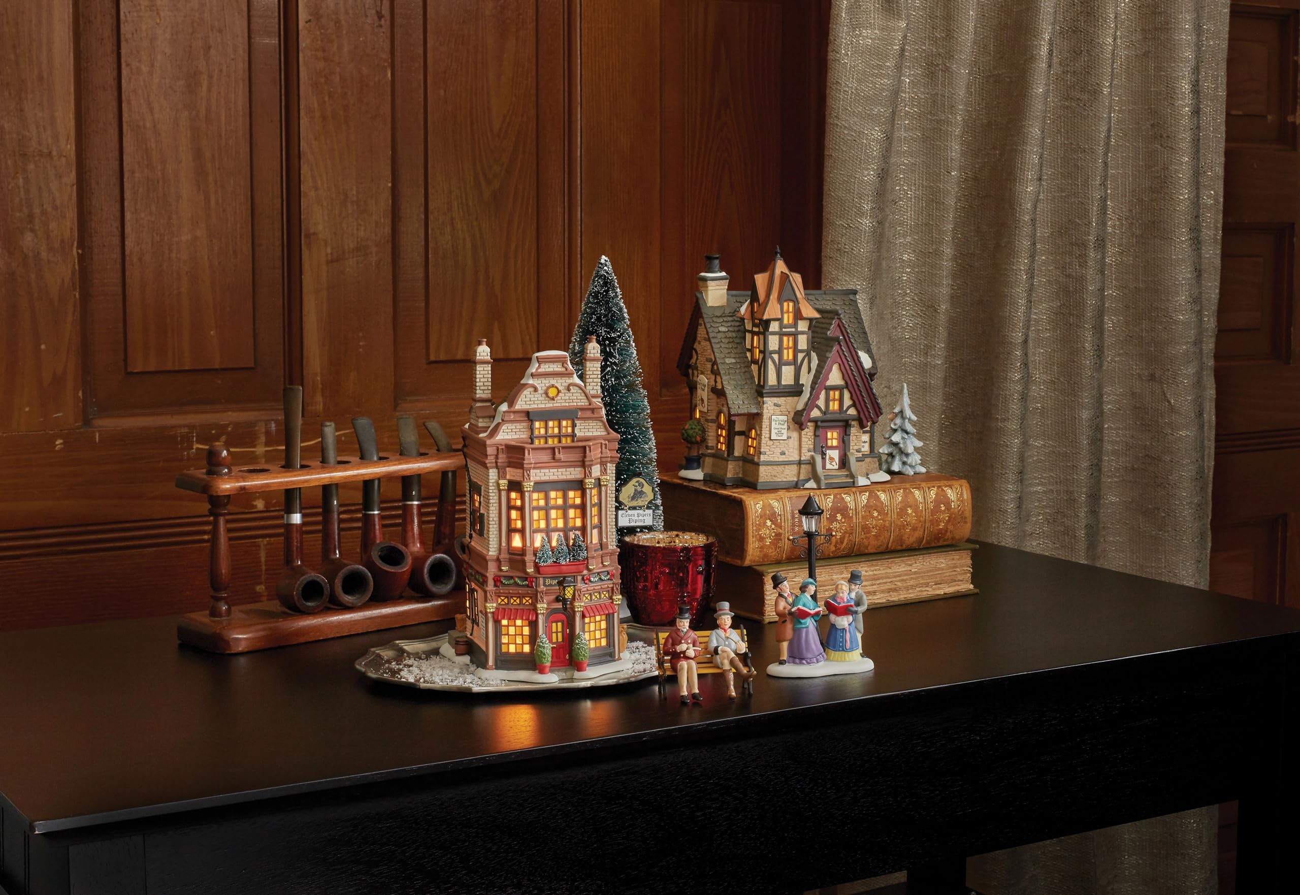 Department 56 packaging with included light cord and bulb for immediate display
