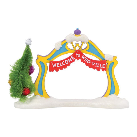 Department 56 Who-ville archway front view showing bright colors and whimsical shape