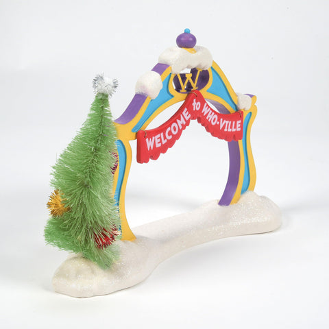 Department 56 Who-ville archway underside and base with official label visible for authenticity