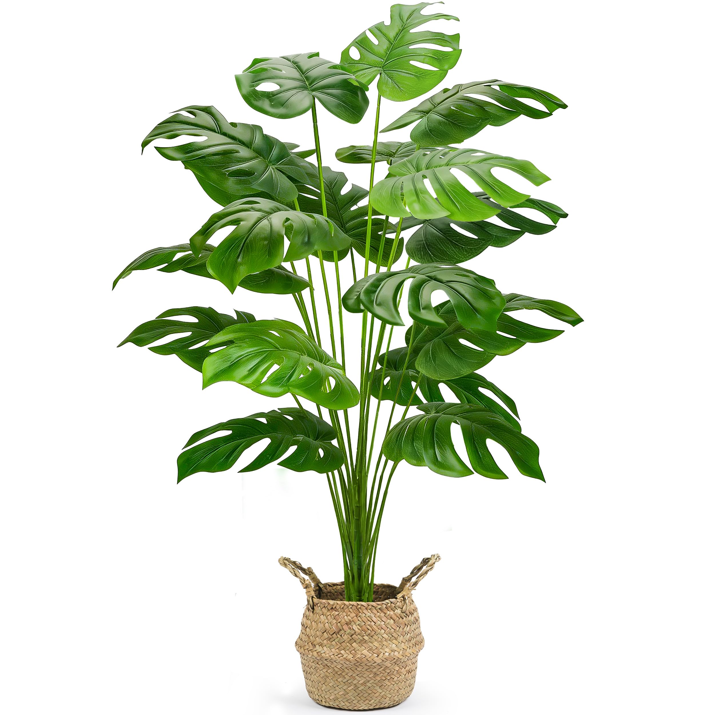 Der Rose front view of 44-inch faux monstera showing full realistic silhouette and instant greenery