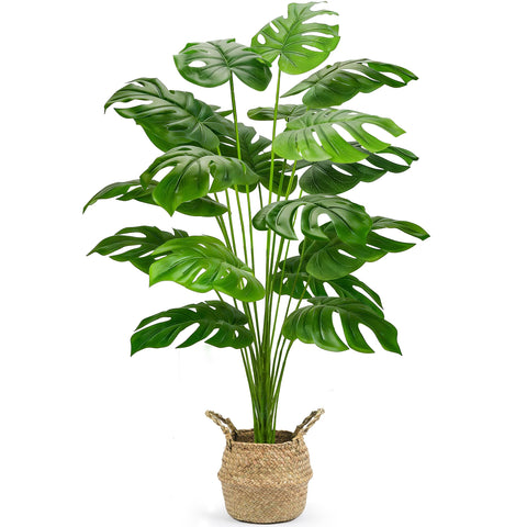 Der Rose front view of 44-inch faux monstera showing full realistic silhouette and instant greenery