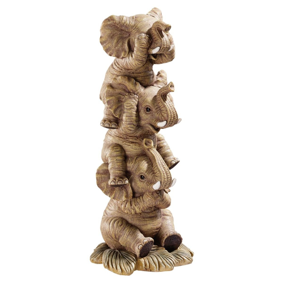 Design Toscano stacked elephants front view showing balanced silhouette and charm