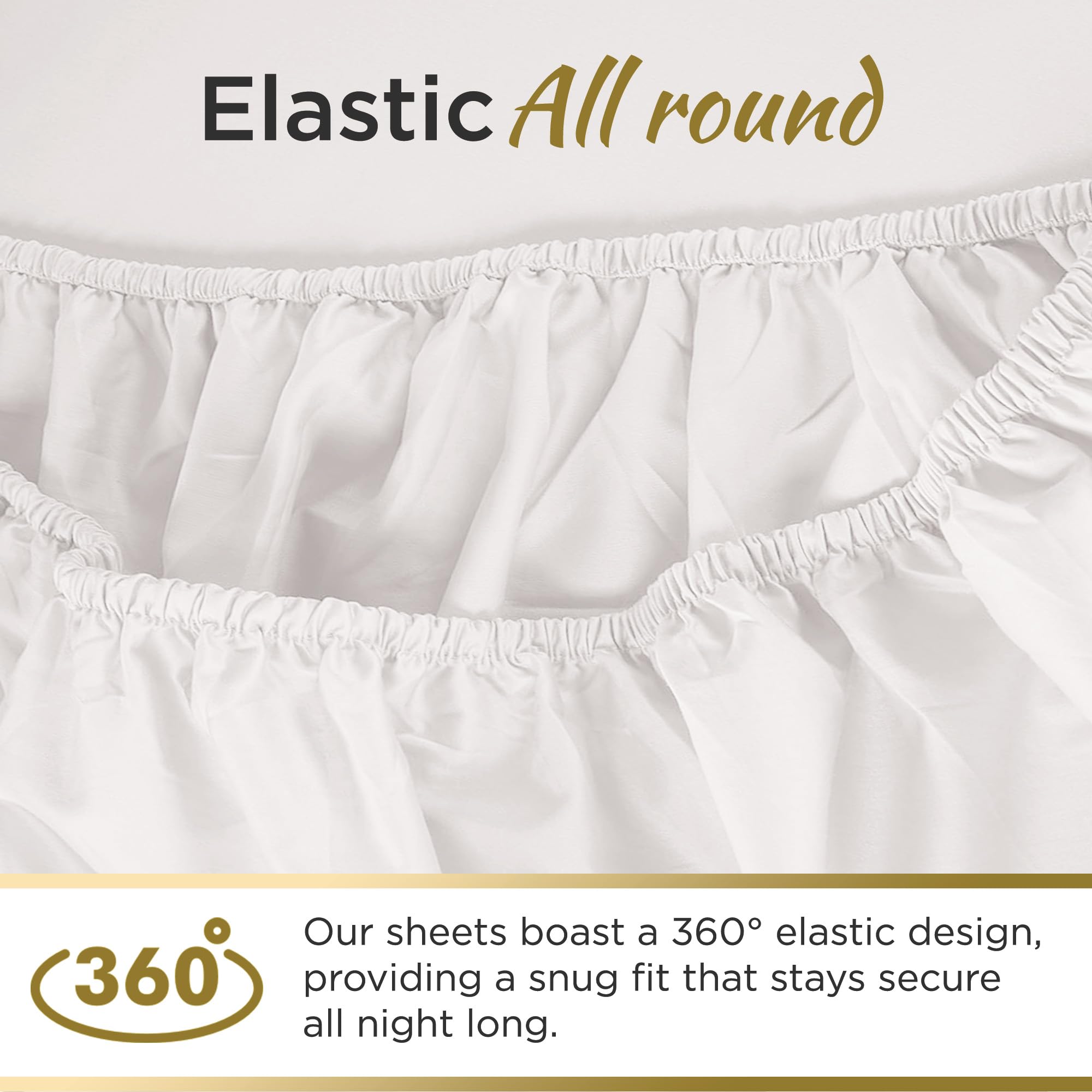 DESTINY CRESCENT elastic edge detail demonstrating 15-inch deep pocket secure fit