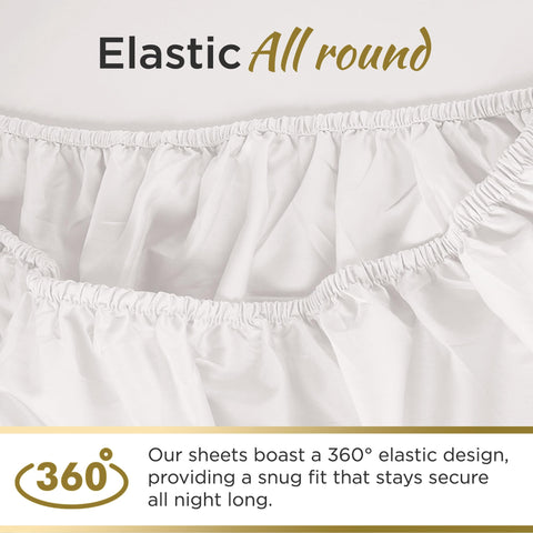 DESTINY CRESCENT elastic edge detail demonstrating 15-inch deep pocket secure fit