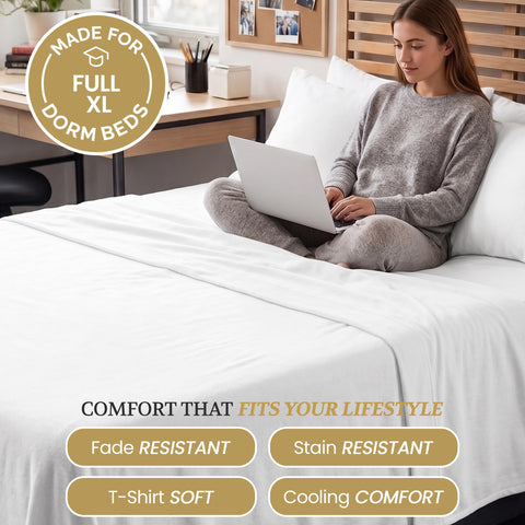 DESTINY CRESCENT fitted sheet on Full XL mattress illustrating comfortable fit