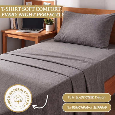 DESTINY CRESCENT fitted sheet on Twin XL mattress illustrating secure 15 inch pocket and snug fit benefit