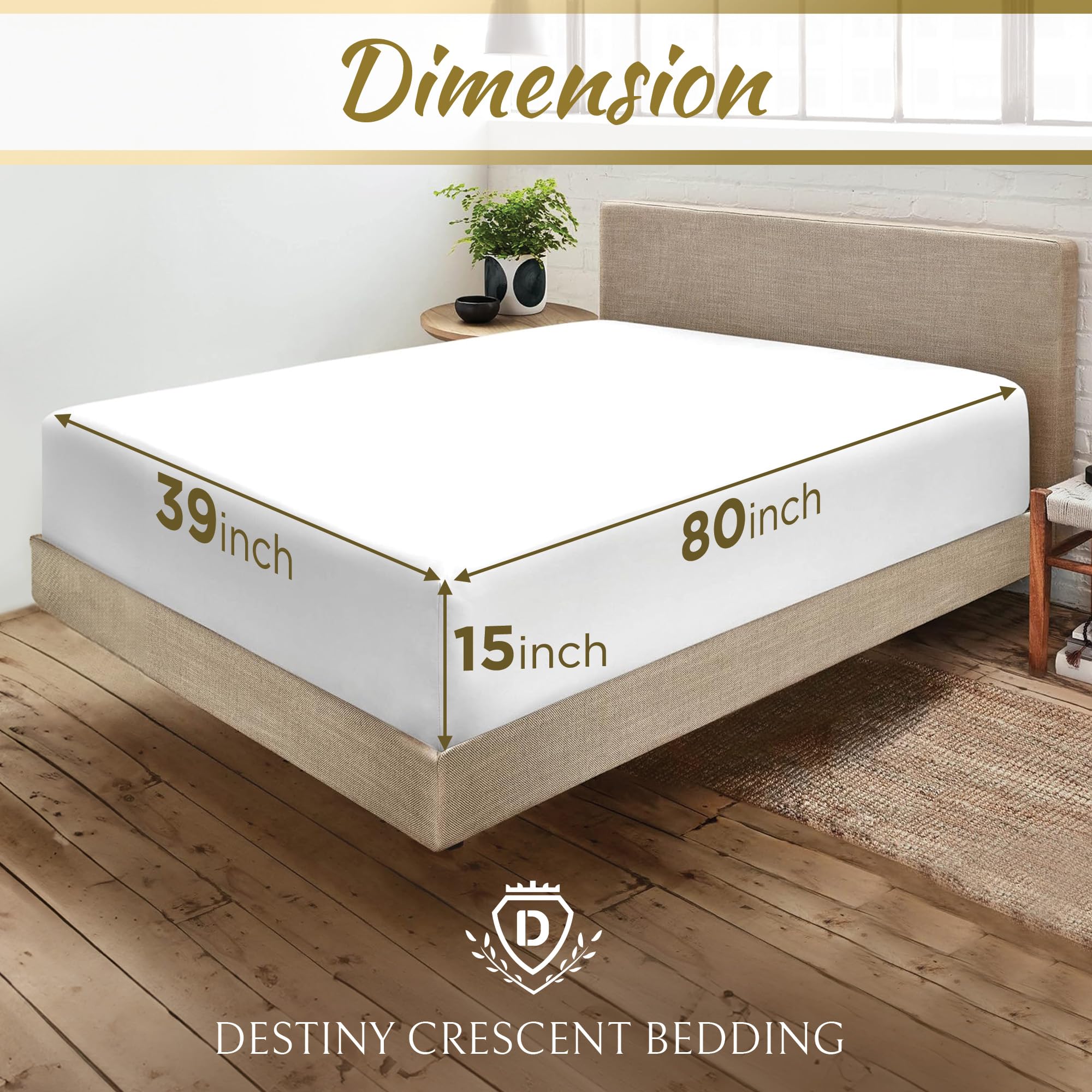 DESTINY CRESCENT two fitted sheets unfolded flat lay emphasizing spare-in-pack value