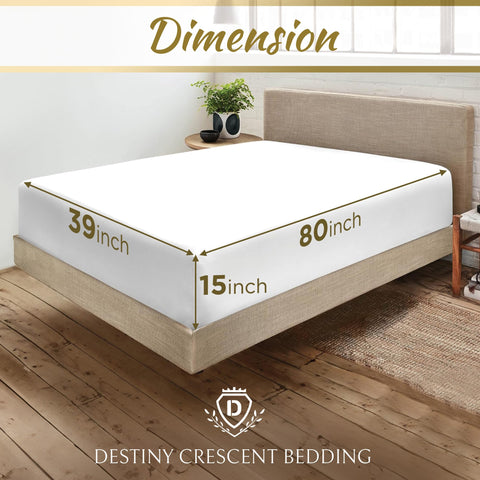 DESTINY CRESCENT two fitted sheets unfolded flat lay emphasizing spare-in-pack value