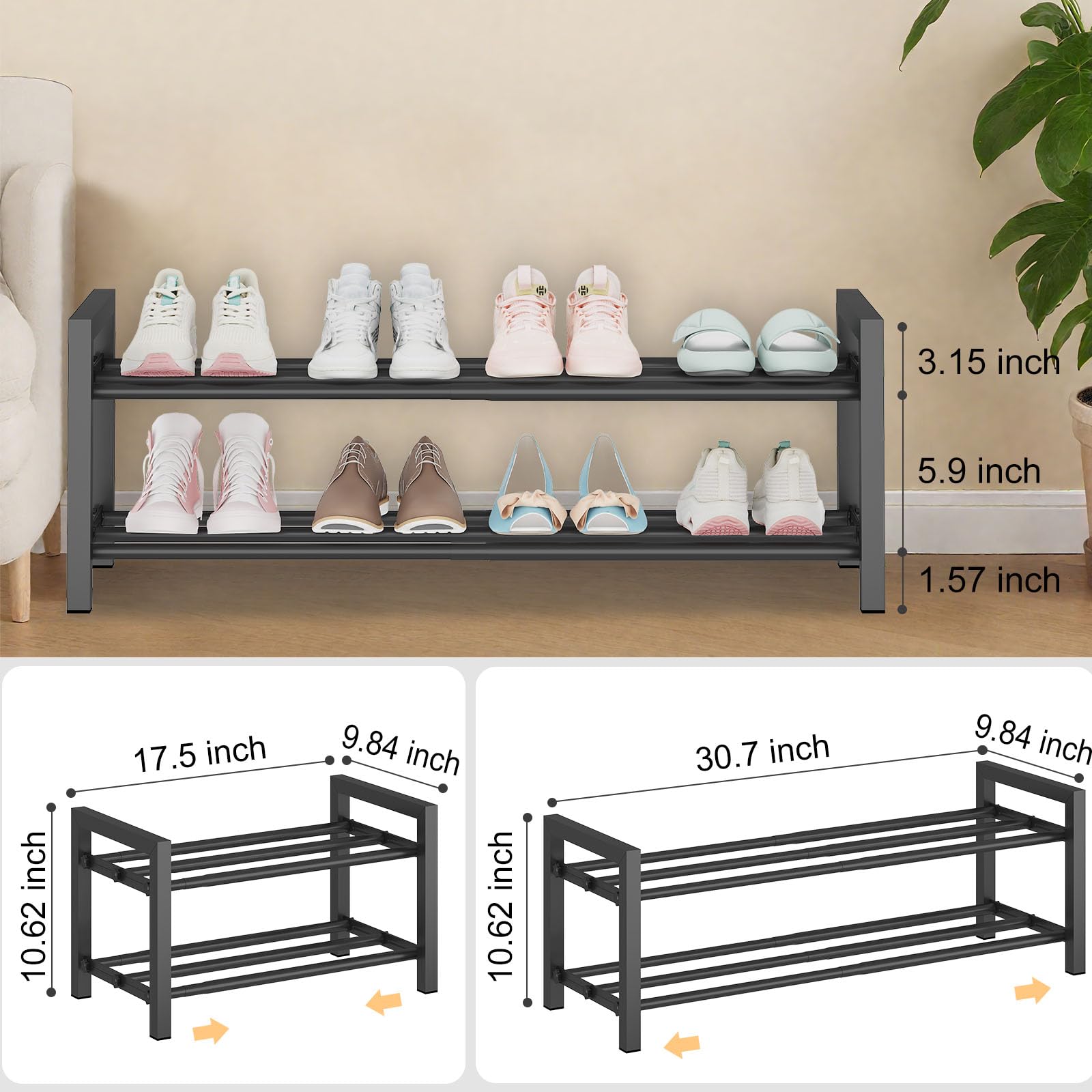 Detsuk expanded rack showing adjustable length for adaptable storage