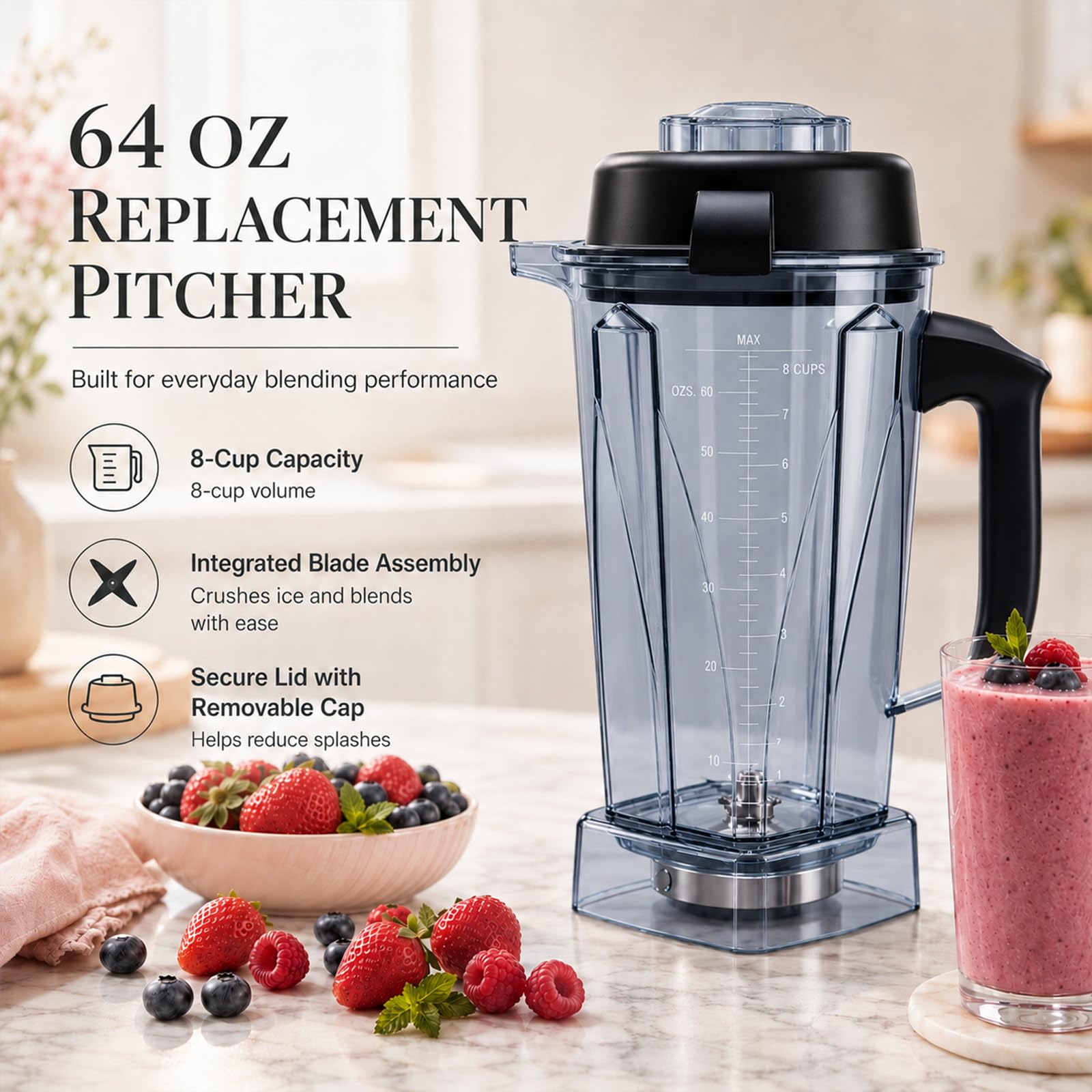 Deuovht in use pouring a smoothie fast serving for family convenience