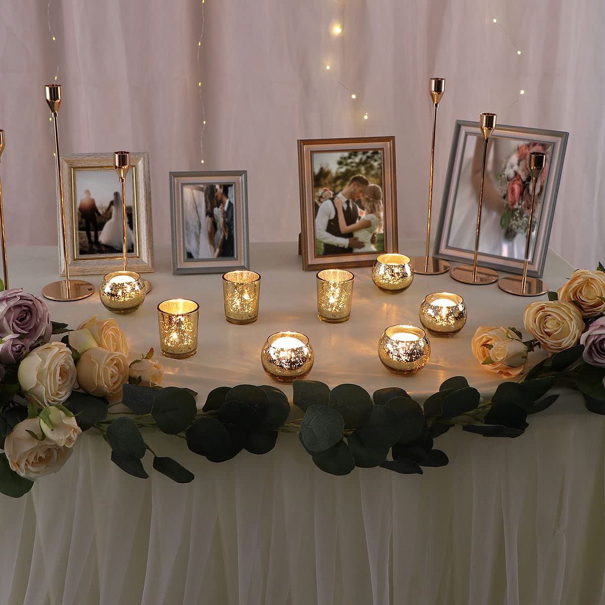 DEVI clustered set used as a table centerpiece adding warm reflective glow