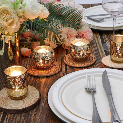 DEVI close-up of speckled votive texture highlighting reflective gold finish