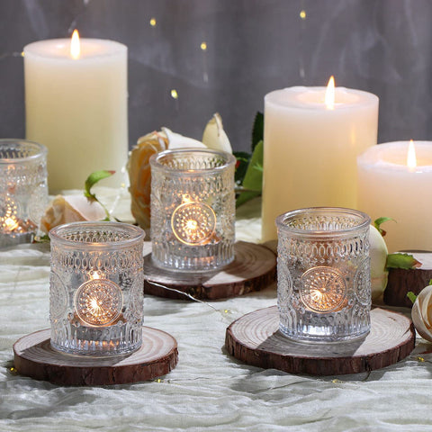 DEVI votive holders styled with flowers showing centerpiece styling benefit