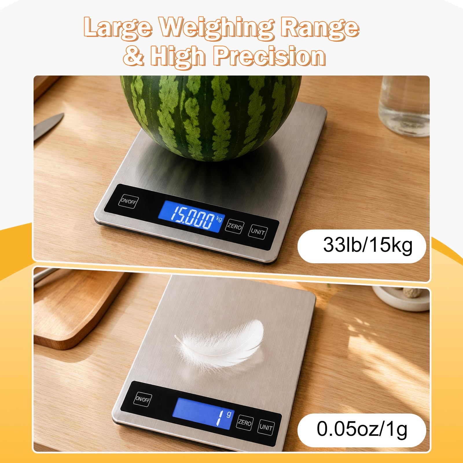 Deweywei beside apples to show scale capacity and kitchen counter scale size