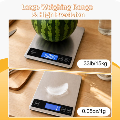 Deweywei beside apples to show scale capacity and kitchen counter scale size