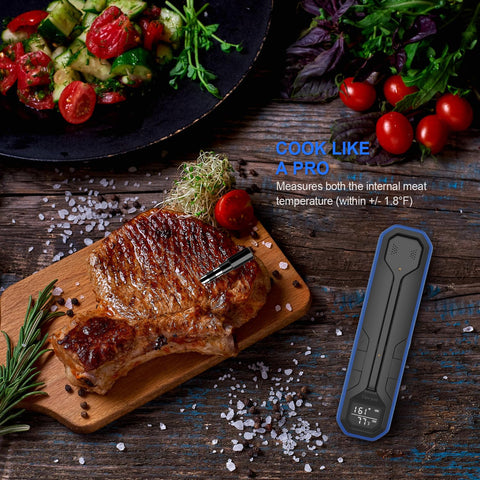 Dewjom thermometer used at backyard BBQ for stress-free grilling