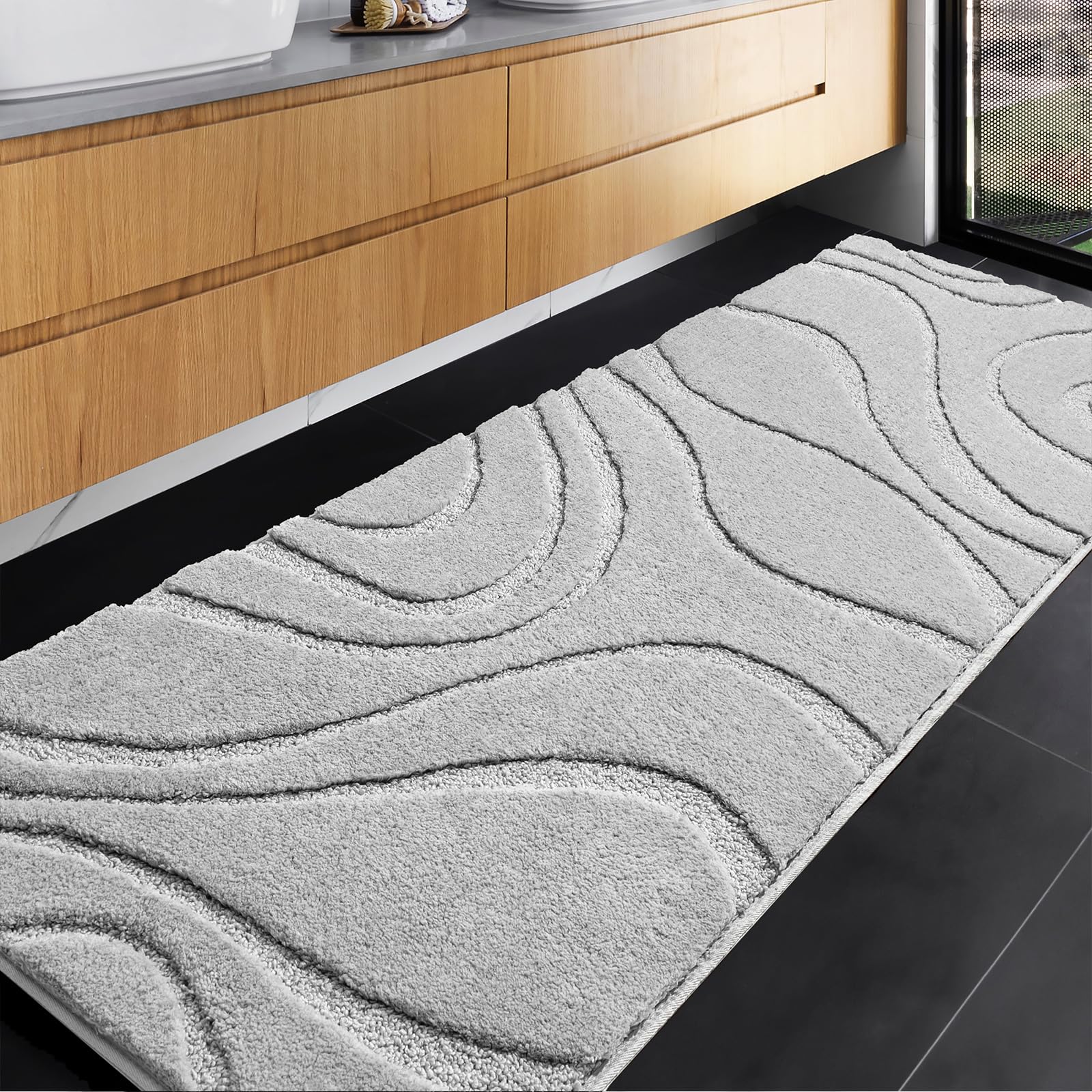 DEXDE front view gray runner showing full 24x60 length and modern look for safety