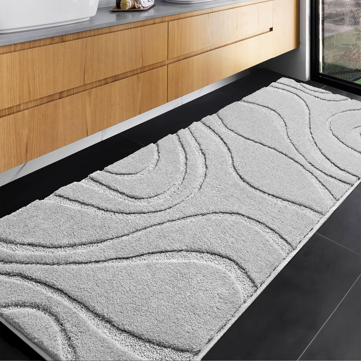 DEXDE front view gray runner showing full 24x60 length and modern look for safety