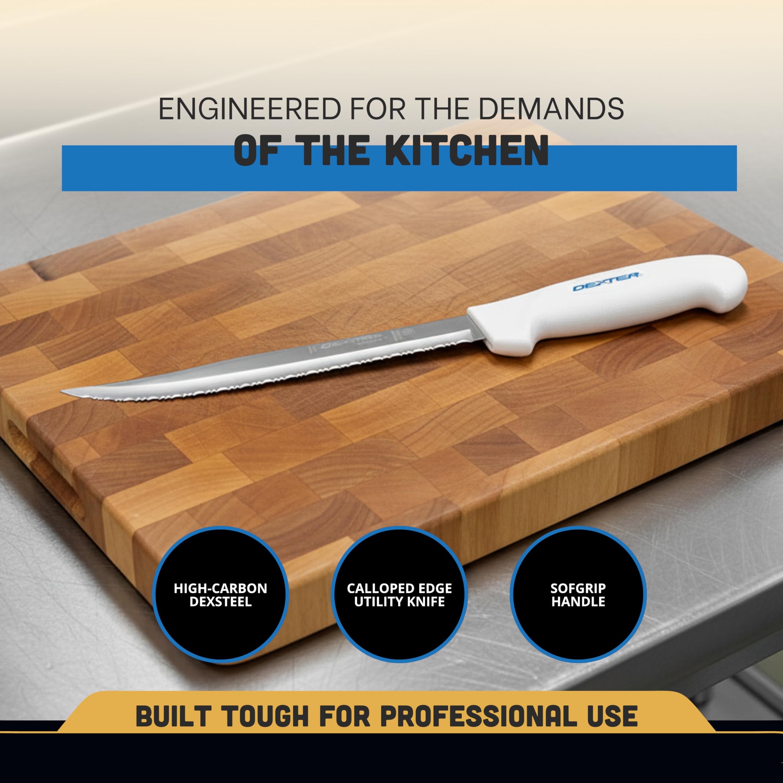 Dexter Outdoors SOFGRIP textured white handle close detail showing non-slip comfort and reduced fatigue