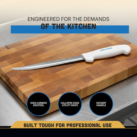 Dexter Outdoors SOFGRIP textured white handle close detail showing non-slip comfort and reduced fatigue