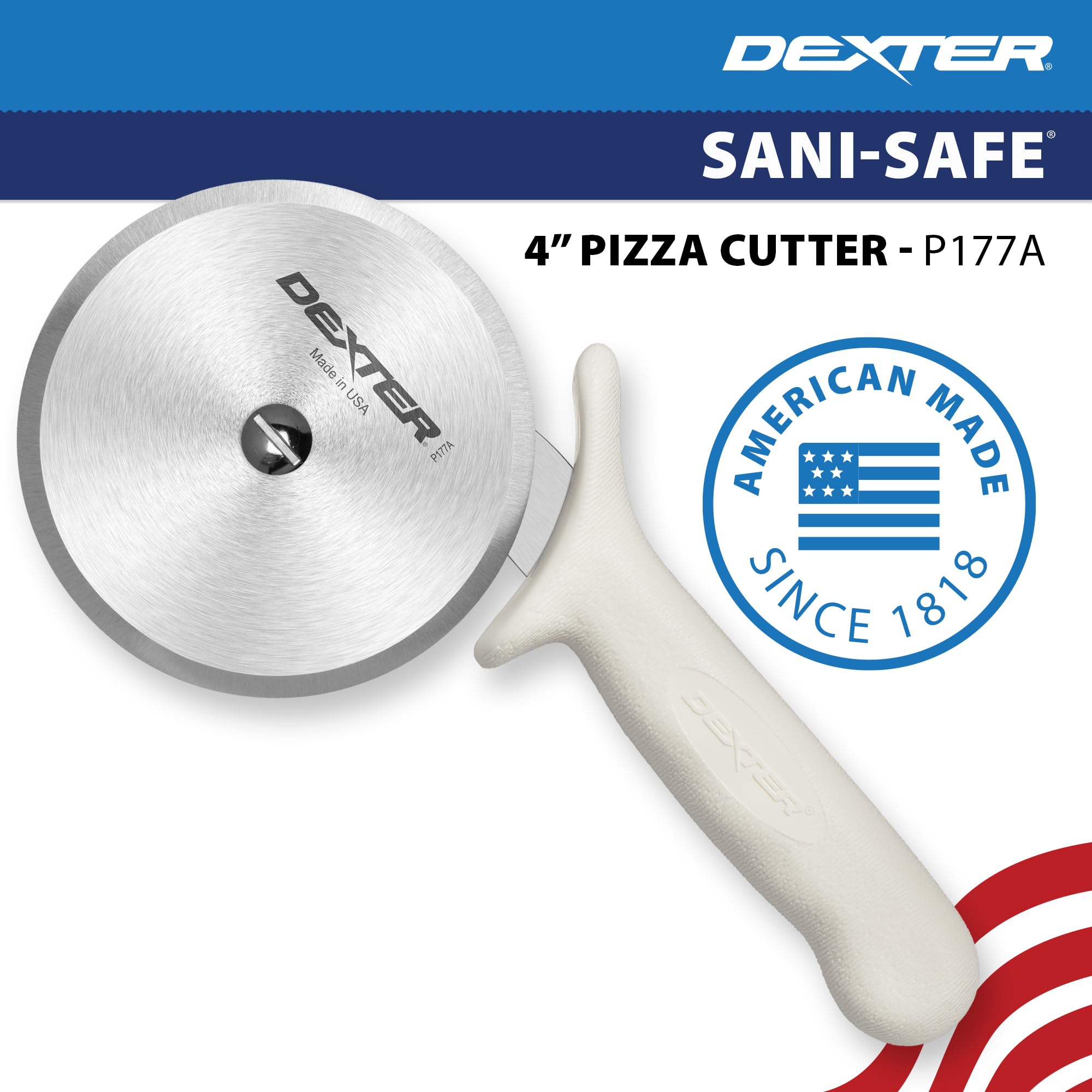 Dexter-Russell handle texture detail showing Sani-Safe grip for slip-resistant control