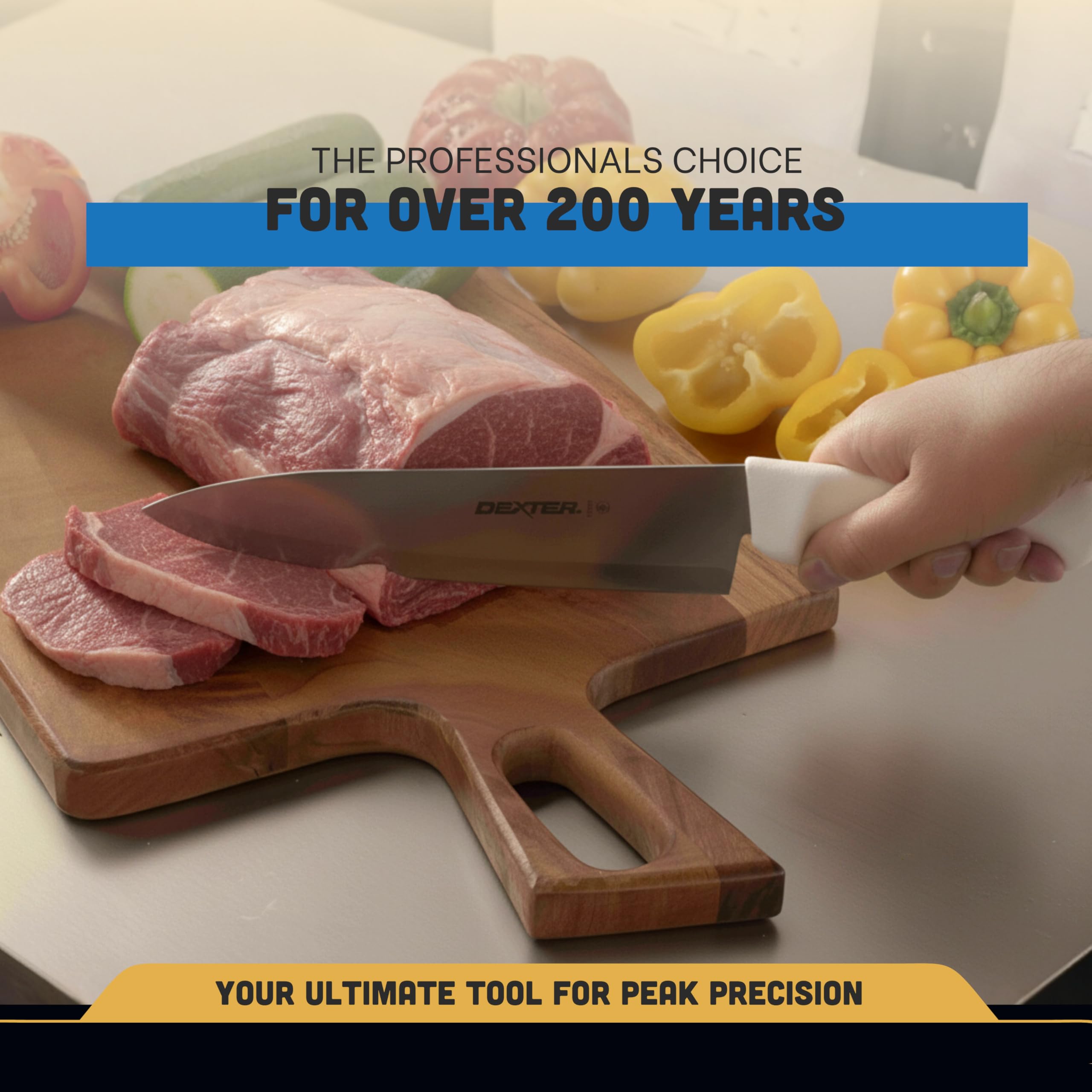Dexter-Russell placed on a professional kitchen counter illustrating commercial readiness